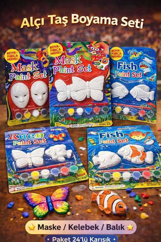 SERAMİK TAŞ BOYAMA İTHAL SET / 12Lİ PAKET